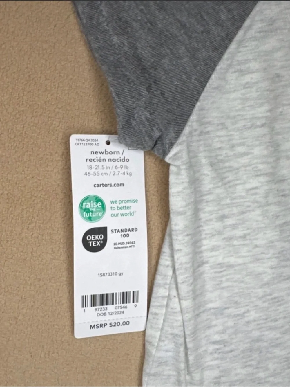 Carter's Grey Shark Baby Romper with Hoodie